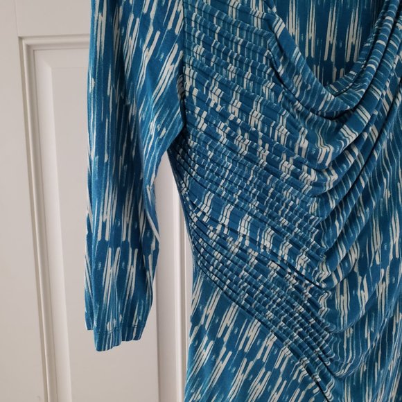 Blue Blouse with Asymmetrical, Draping Neckline by TART - Picture 2 of 6